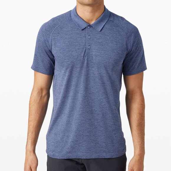 lululemon athletica Other - Lululemon Men's Size M Tempest Blue Metal Vent Tech Slim Fit Polo 2.0